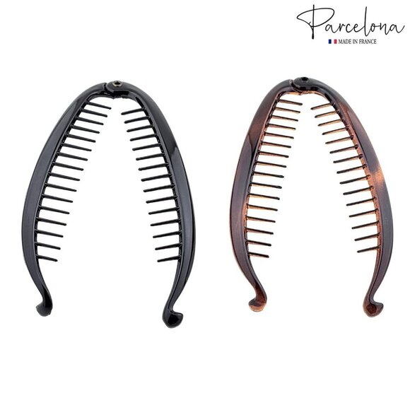 French Tortoise Shell Black Ponytail Hair Clips Set of 2 for Women Girls main image 6